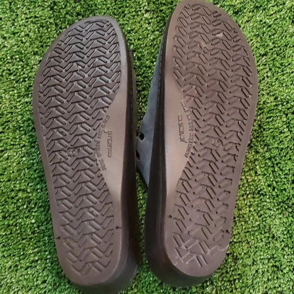FLY FLOT Genuine Leather Wedge Italian Anti shock Sandals size 42